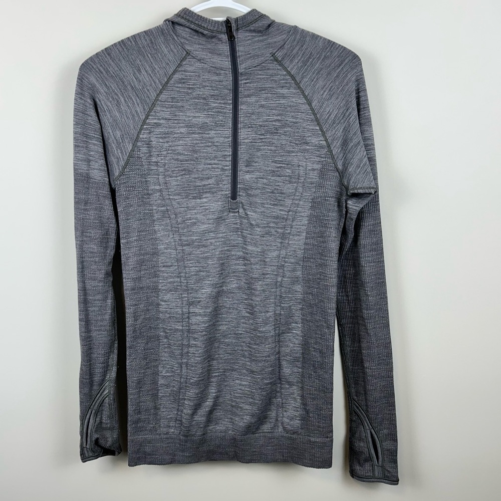 Lululemon Swiftly Wool 1/2 Zip Pullover Hoodie Grey Size 6 Running Top - Picture 2 of 12